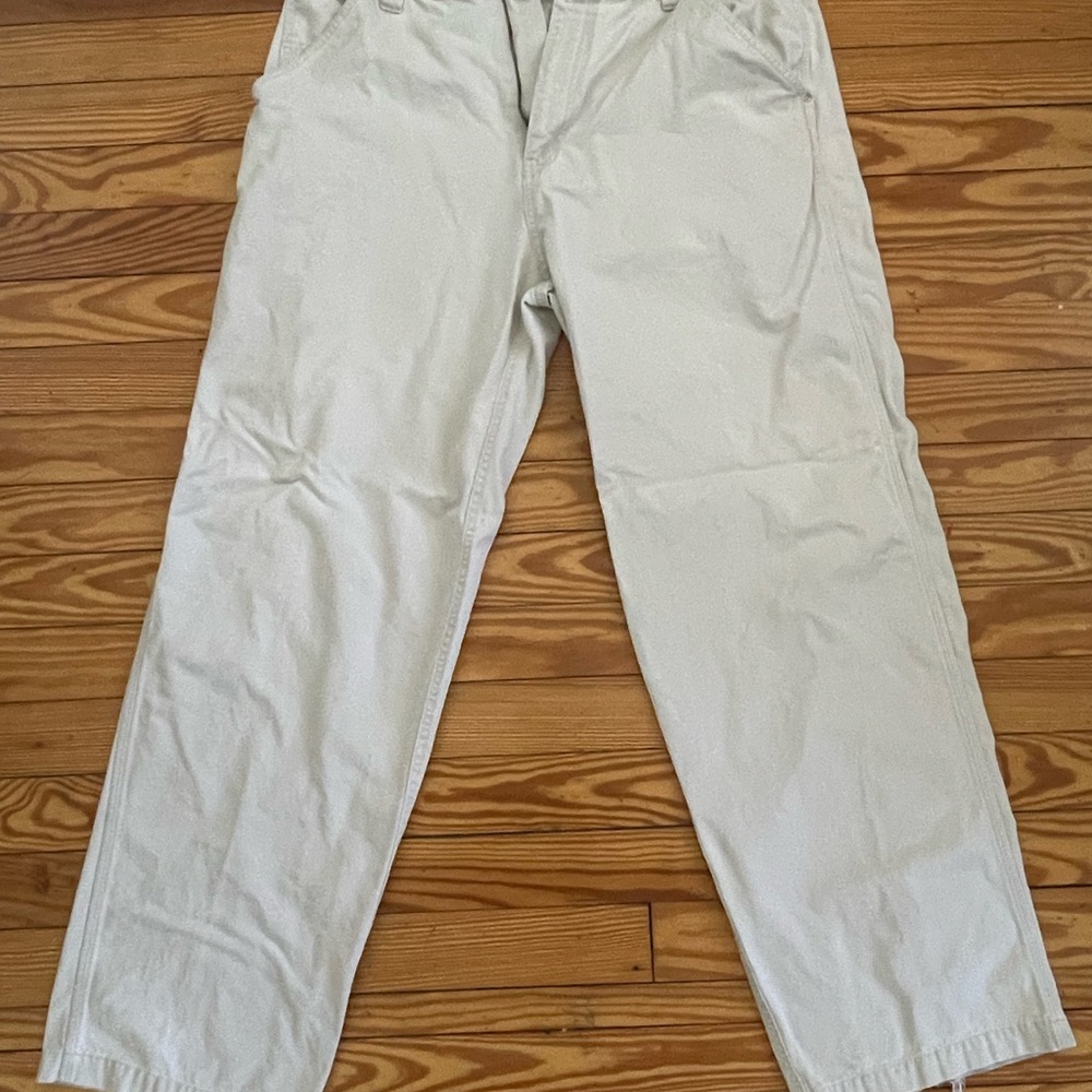 Men's Baggy Cream Carpenter Pants